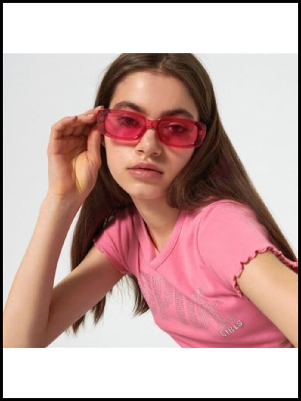 Retro 90s Rectangle Sunglasses Narrow Frame UV400 for Women Men Unisex - Picture 2 of 6